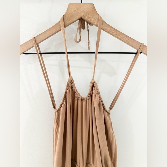 Indah Halter Neck Jumpsuit Camel Brown Size Small - Picture 7 of 9